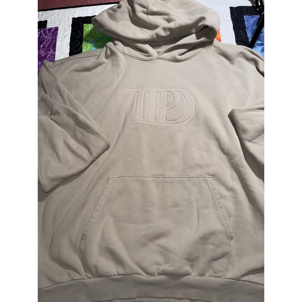 Taylor Swift Embossed Tortured Poets Department TTPD Beige Pullover Hoodie 3XL